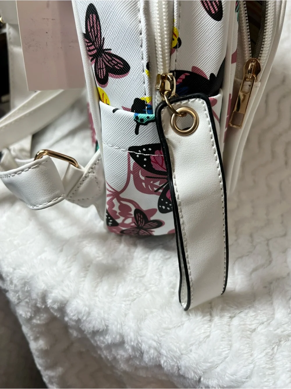 Butterfly Print Mini Backpack - Multicolor on White